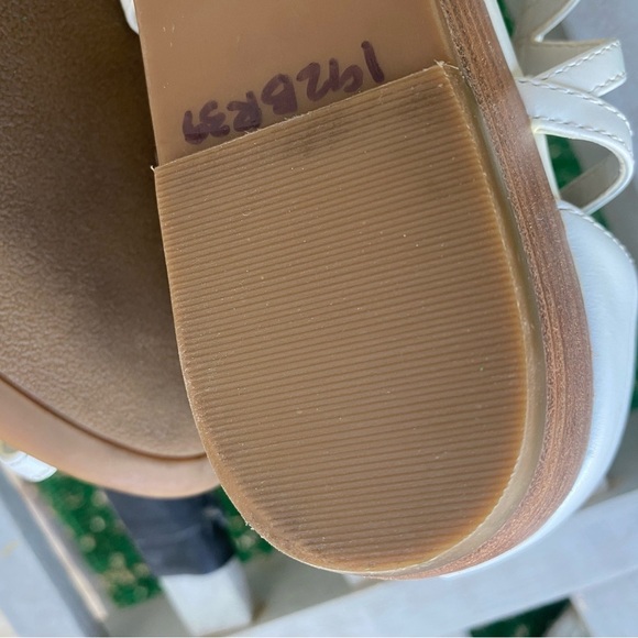 NICKELS White Leather Strappy 1” Wedge Sandals Open Toe Hard to Find Size 13W - Picture 6 of 14